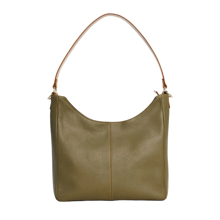Desirée — Leather Hobo Bag olive green