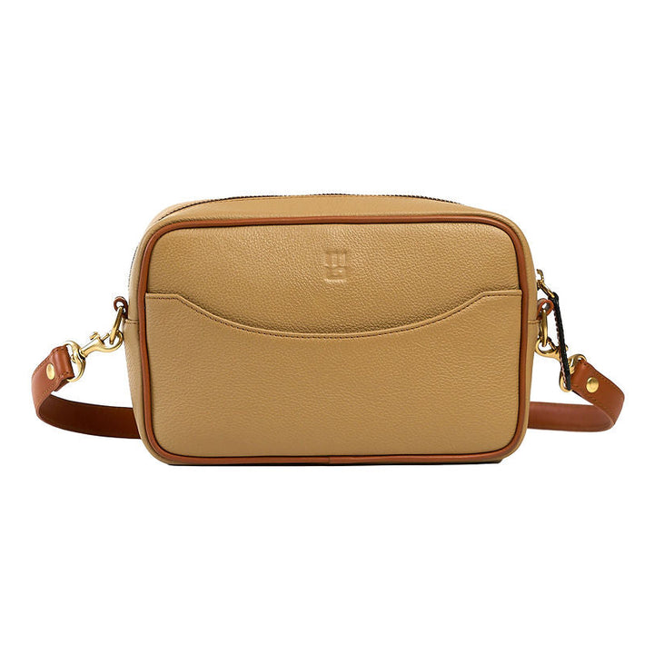 Paola Camera — Bolso bandolero de cuero palomino con camel