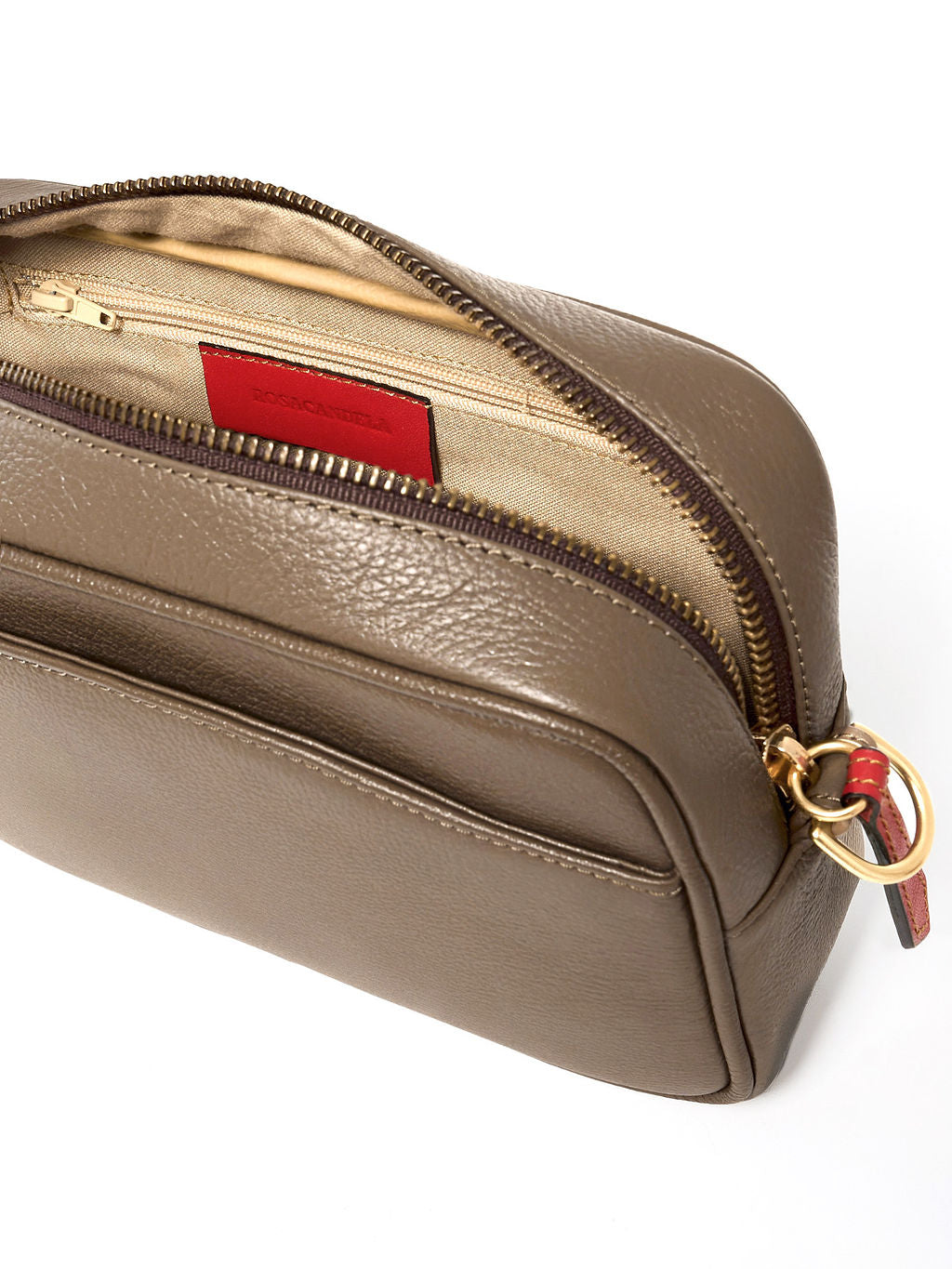 Paola Icon Camera — Bolso Bandolero de cuero taupe