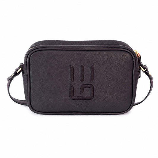 Paola Icon — Leather Crossbody Camera Bag black