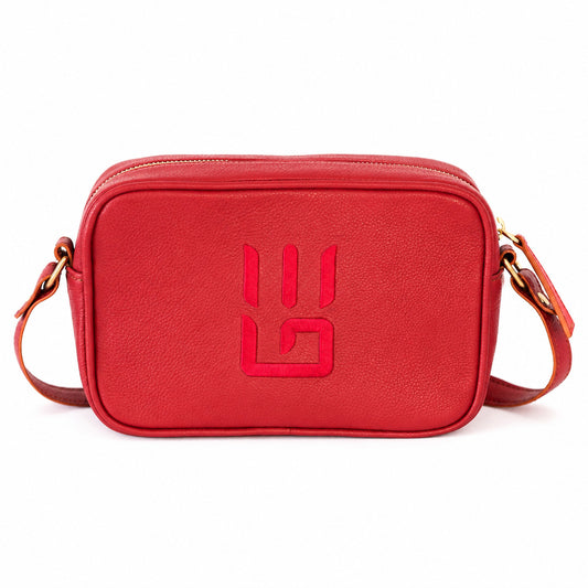 Paola Icon — Leather Crossbody Camera Bag red